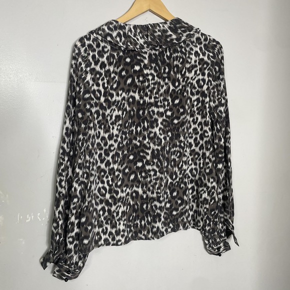 $295 KATE SPADE Vintage 'Lynette' Leopard Print Silk Ruffled Blouse Shirt Top 8 - Picture 3 of 6
